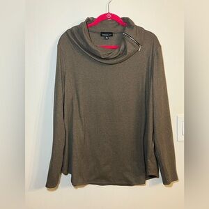 Fortune + Ivy Katelyn Zipper Detail Cowl Neck Knit Sweater Top XXL color gray